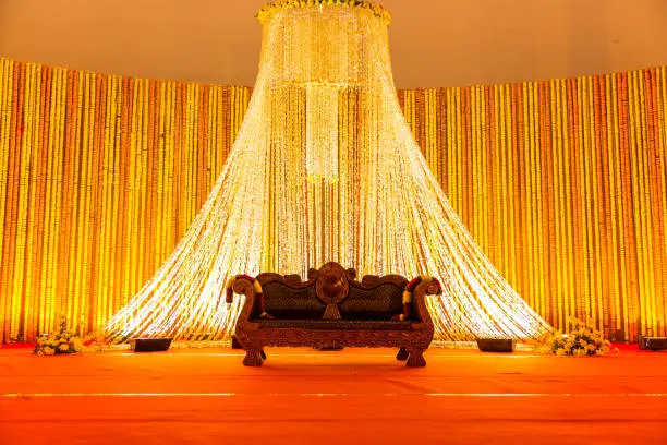 beautiful wedding stage of bride and groom